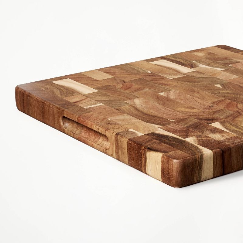 slide 4 of 4, 14"x14" End Grain Acacia Wood Cutting Board Natural - Figmint™, 1 ct