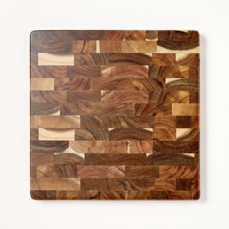 slide 1 of 4, 14"x14" End Grain Acacia Wood Cutting Board Natural - Figmint™, 1 ct