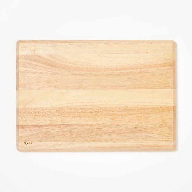slide 3 of 4, 14"x20" Rubberwood Carving Board with Juice Groove Natural - Figmint™, 1 ct