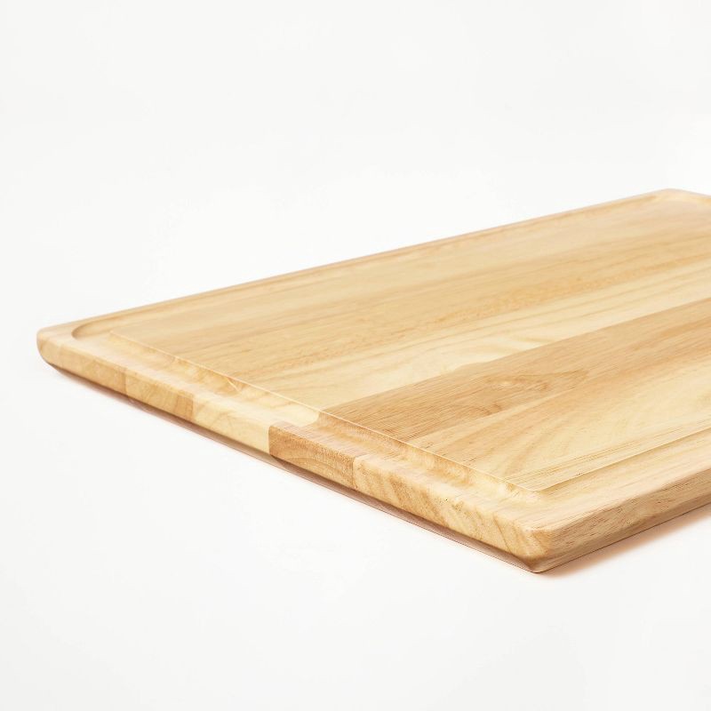slide 4 of 4, 14"x20" Rubberwood Carving Board with Juice Groove Natural - Figmint™, 1 ct