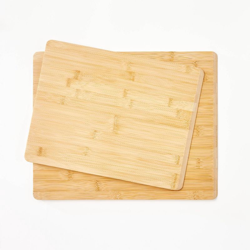 slide 1 of 4, 2pc Reversible Bamboo Cutting Board Set Natural - Figmint™, 2 ct