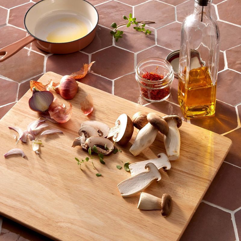 slide 2 of 4, 12"x15" Nonslip Rubberwood Cutting Board Natural - Figmint™: Charcuterie, Non-Skid Feet, Hand Wash, 1-Year Warranty, 1 ct