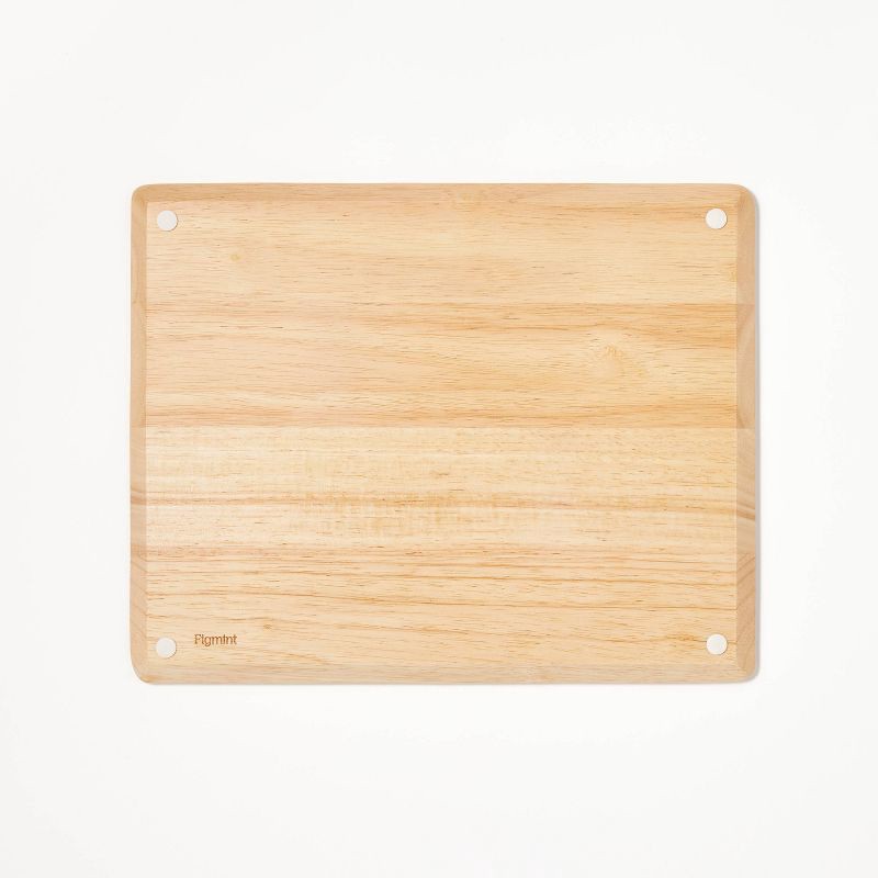 slide 3 of 4, 12"x15" Nonslip Rubberwood Cutting Board Natural - Figmint™: Charcuterie, Non-Skid Feet, Hand Wash, 1-Year Warranty, 1 ct