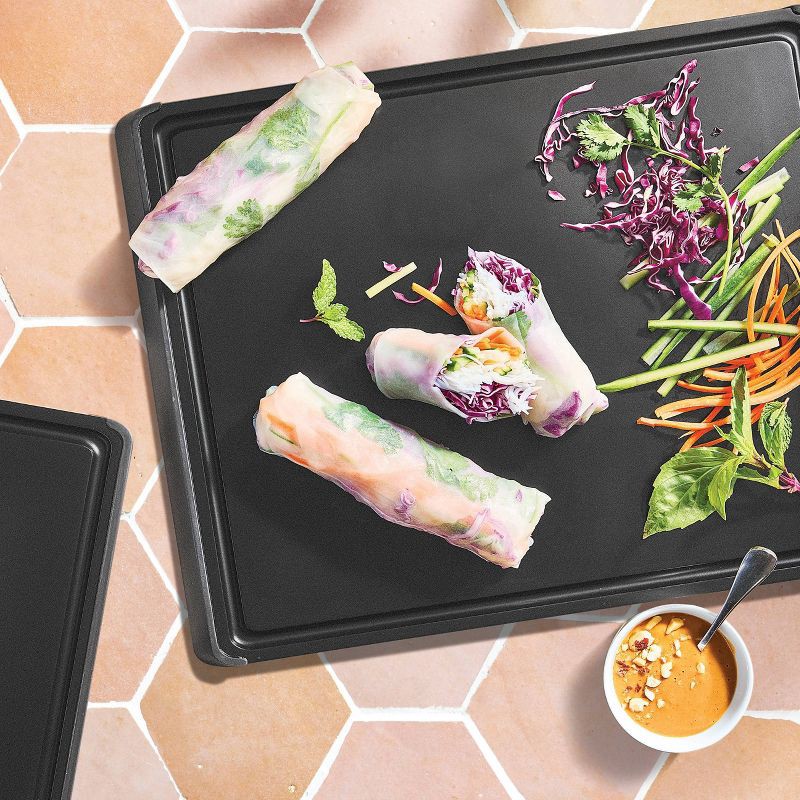 slide 2 of 5, 2pc Nonslip Recycled Poly Cutting Board Set Black - Figmint™: Dishwasher-Safe, Juice Canal, Non-Skid Feet, 2 ct