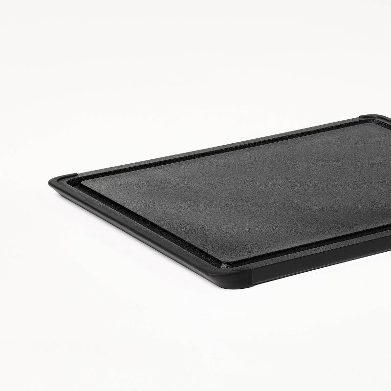slide 4 of 5, 2pc Nonslip Recycled Poly Cutting Board Set Black - Figmint™: Dishwasher-Safe, Juice Canal, Non-Skid Feet, 2 ct