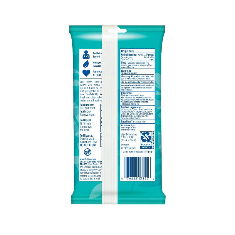 slide 2 of 6, Wet Ones Antibacterial Plant Based Hand Wipes - 20ct, 20 ct