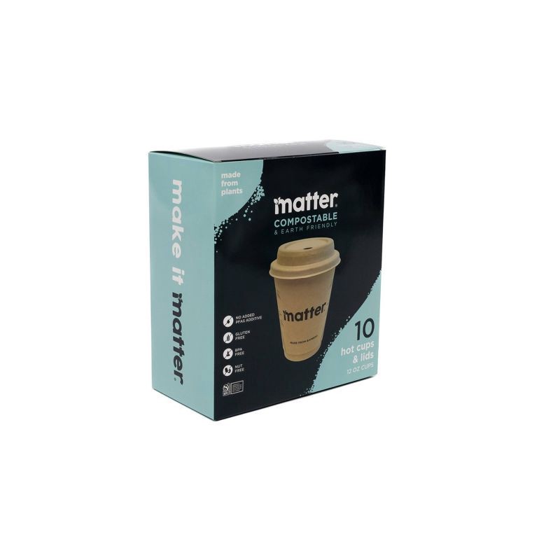 slide 6 of 12, Matter Compostable Hot Disposable Cup with Lid - 12oz/10ct, 10 ct; 12 oz