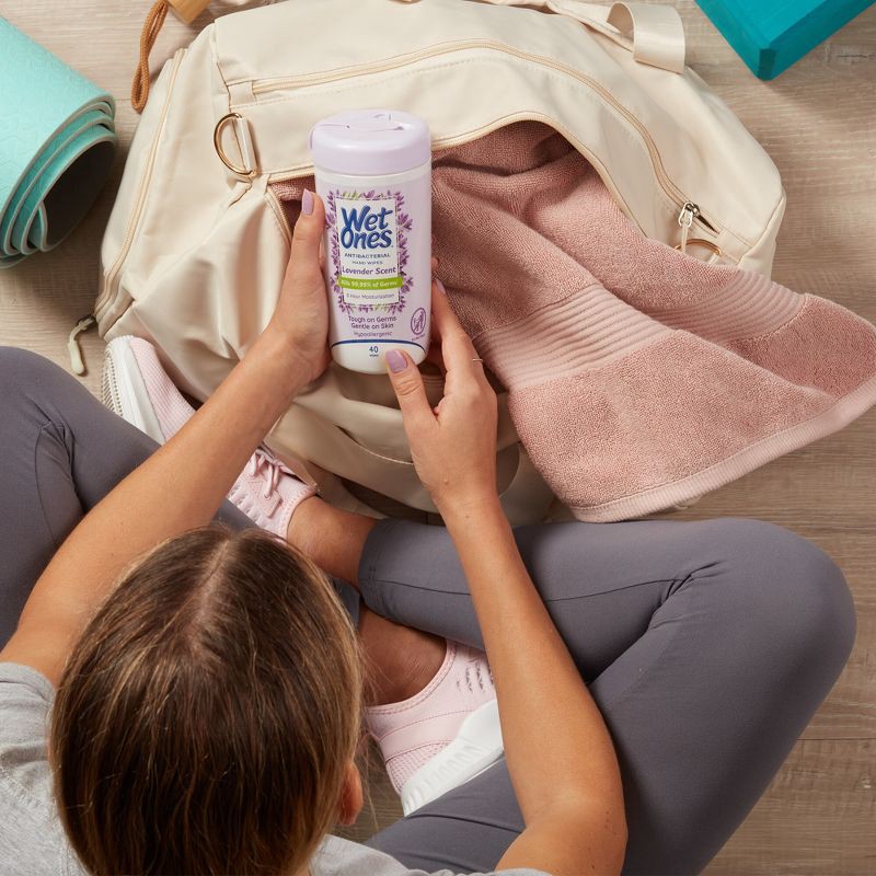 slide 3 of 7, Wet Ones Lavender Antibacterial Hand Wipes - 40ct, 40 ct