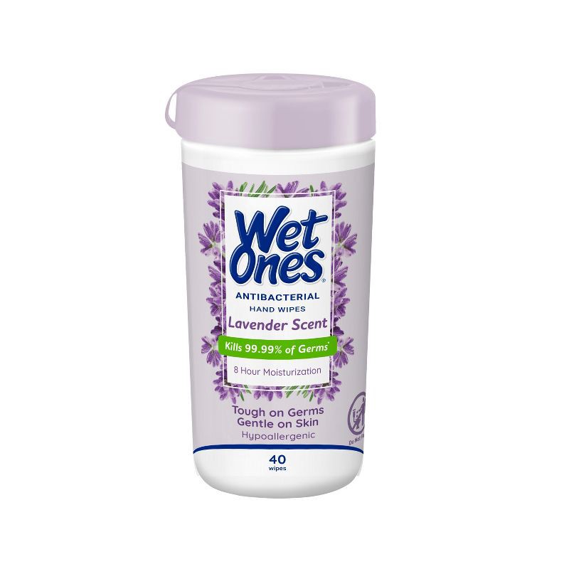 slide 1 of 7, Wet Ones Lavender Antibacterial Hand Wipes - 40ct, 40 ct