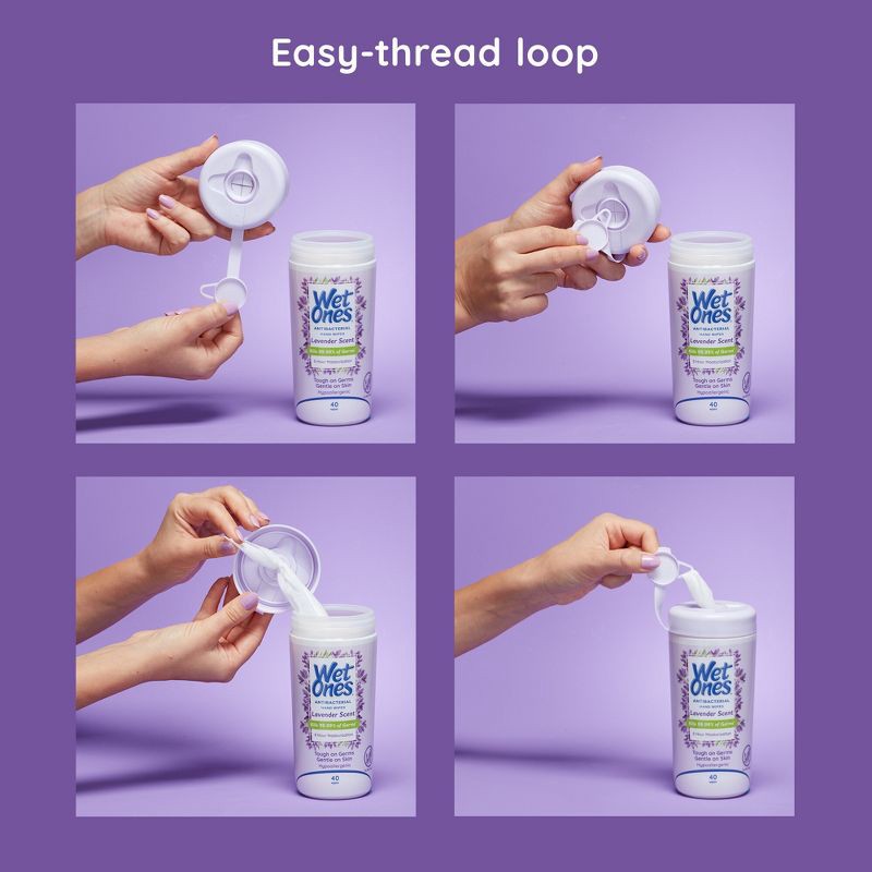 slide 7 of 7, Wet Ones Lavender Antibacterial Hand Wipes - 40ct, 40 ct