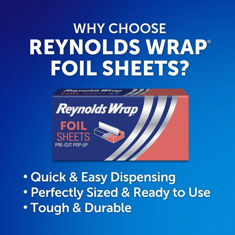 slide 2 of 10, Reynolds Kitchens Pre-Cut Pop-Up Foil Sheets - 50ct/49.83sq ft, 50 ct, 49.83sq ft
