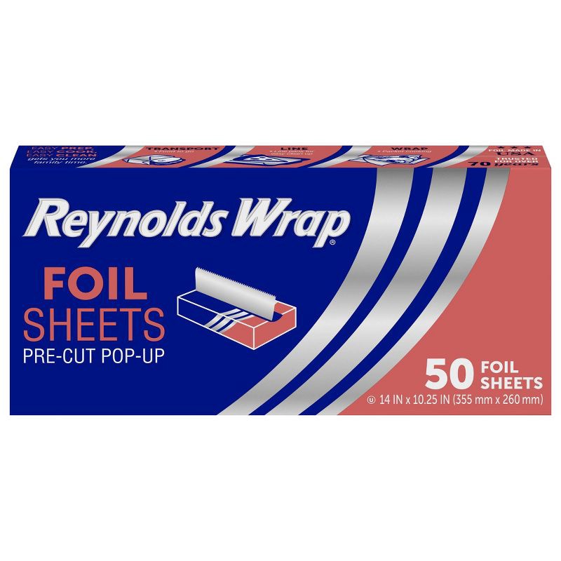 slide 1 of 10, Reynolds Kitchens Pre-Cut Pop-Up Foil Sheets - 50ct/49.83sq ft, 50 ct, 49.83sq ft