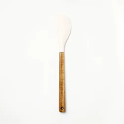 Acacia Wood/Silicone Spatula Cream - Figmint™: Heat-Resistant, Flexible Cooking & Baking Utensil