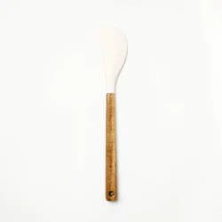 Acacia Wood/Silicone Spatula Cream - Figmint™: Heat-Resistant, Flexible Cooking & Baking Utensil