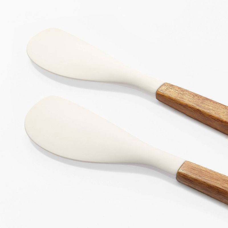 slide 4 of 4, 2pk Acacia Wood/Silicone Mini Spatula Set Cream - Figmint™: Flexible Kitchen Utensils, Hand Wash, 2 ct