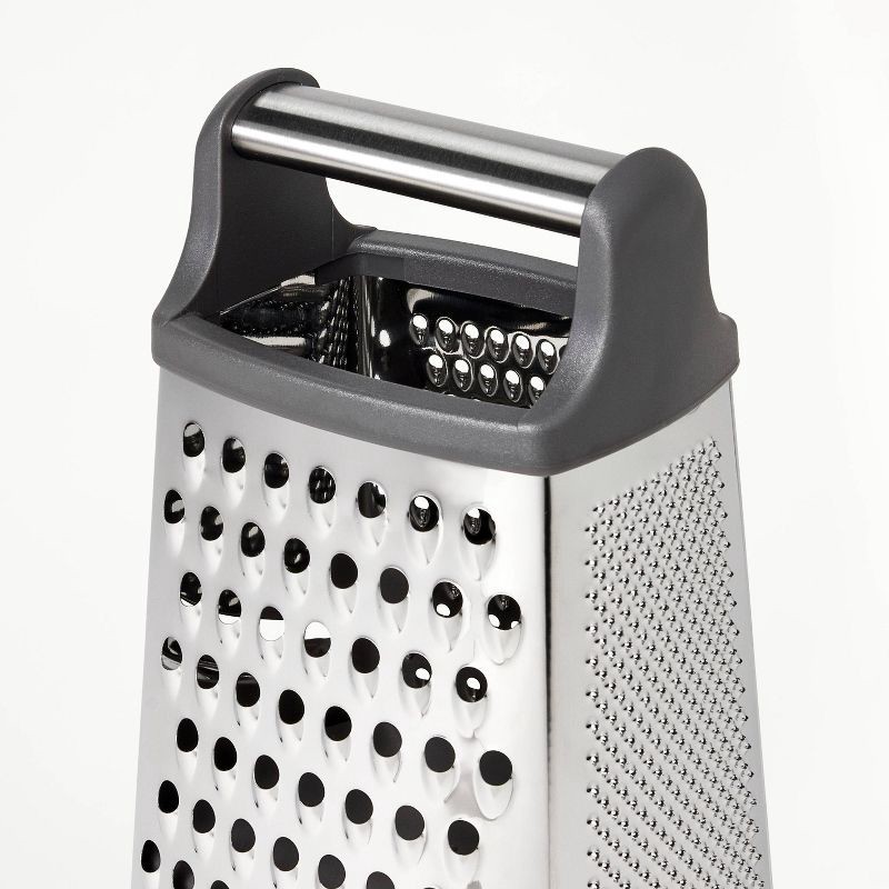 slide 3 of 4, Stainless Steel Box Grater with Removable Bottom Container and Lid Silver/Gray - Figmint™: Cheese Grater Handheld, Dishwasher-Safe, 1 ct