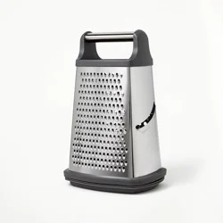 Stainless Steel Box Grater with Removable Bottom Container and Lid Silver/Gray - Figmint™: Cheese Grater Handheld, Dishwasher-Safe