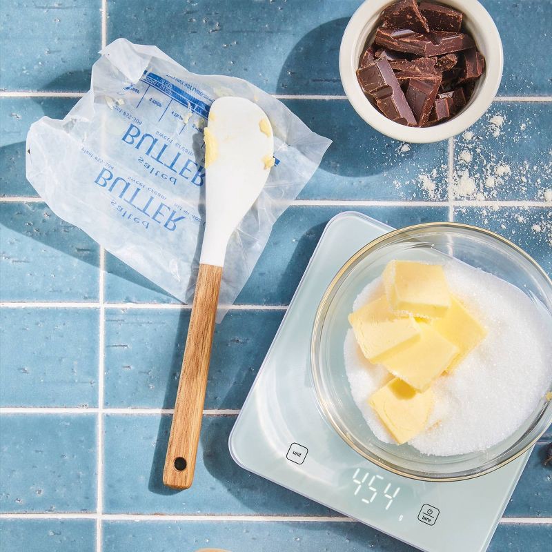 slide 2 of 5, 11lb Digital Kitchen Food Scale White - Figmint™: Touch Controls, Metric Conversion, LCD Display, 1 Year Warranty, 11 lb