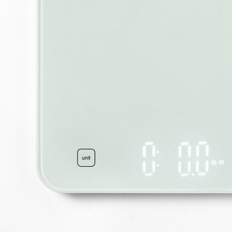 slide 3 of 5, 11lb Digital Kitchen Food Scale White - Figmint™: Touch Controls, Metric Conversion, LCD Display, 1 Year Warranty, 11 lb
