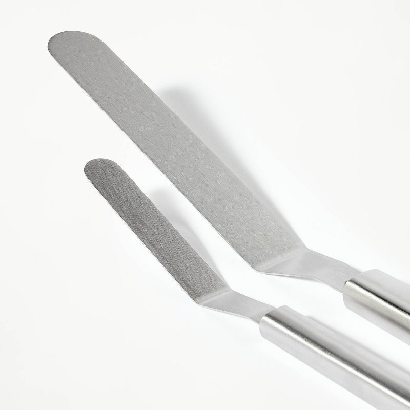 slide 3 of 4, 2pk Stainless Steel Icing Spatula Set Silver - Figmint™: Offset Frosting Knife for Baking, Dishwasher-Safe, 2 ct