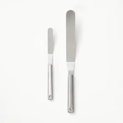 2pk Stainless Steel Icing Spatula Set Silver - Figmint™: Offset Frosting Knife for Baking, Dishwasher-Safe