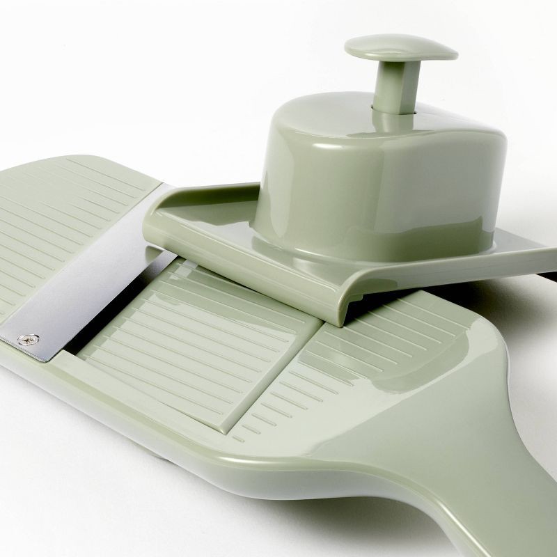 slide 3 of 5, Hand Held Mandoline Green - Figmint™: Stainless Steel Cucumber Slicer, Dishwasher-Safe Kitchen Tool, 1 ct
