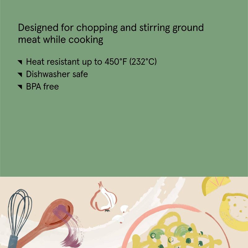 slide 4 of 4, Nylon Soft Grip Ground Meat Chopper Gray - Figmint™, 1 ct