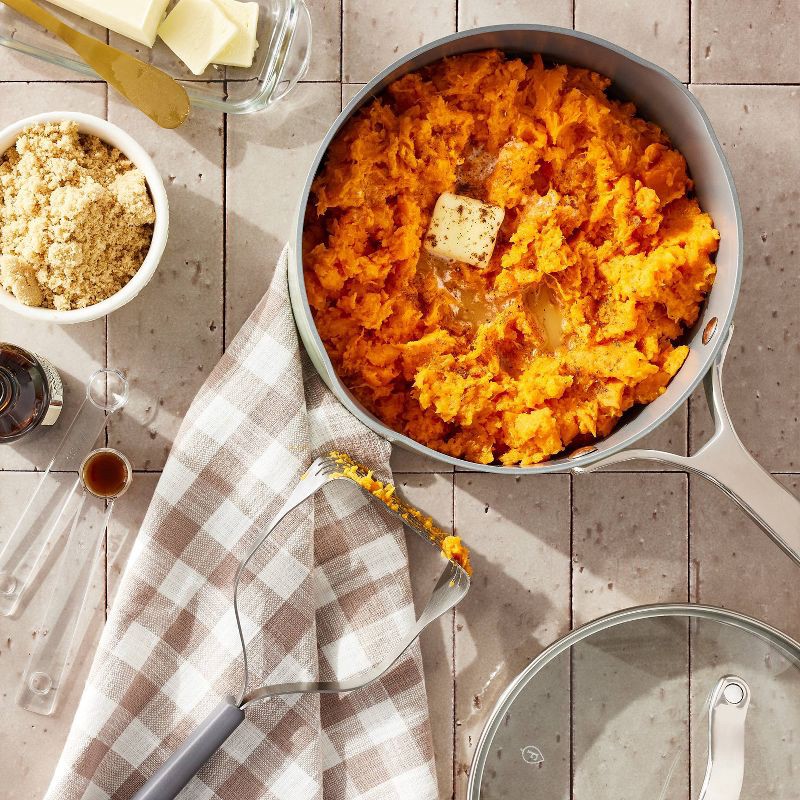 slide 2 of 3, Soft Grip Masher Dark Gray - Figmint™: Stainless Steel & Silicone, Hand Wash, Dishwasher-Safe, Potato & Bean Masher, 1 ct