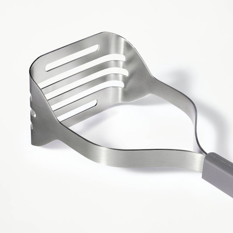 slide 3 of 3, Soft Grip Masher Dark Gray - Figmint™: Stainless Steel & Silicone, Hand Wash, Dishwasher-Safe, Potato & Bean Masher, 1 ct