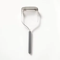 Soft Grip Masher Dark Gray - Figmint™: Stainless Steel & Silicone, Hand Wash, Dishwasher-Safe, Potato & Bean Masher