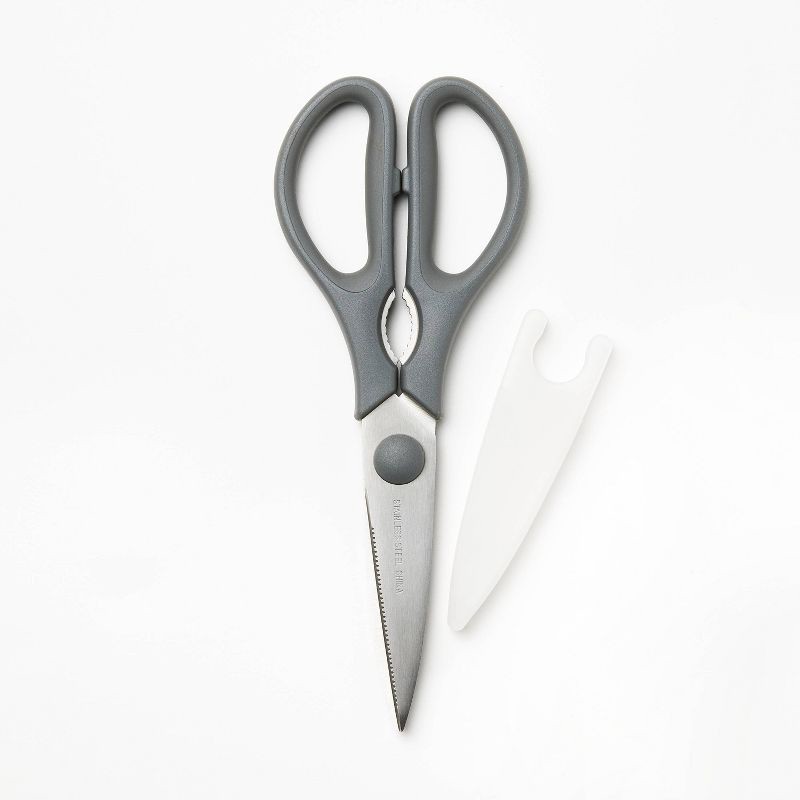 slide 1 of 3, Stainless Steel Kitchen Shears with Soft Grip Dark Gray - Figmint™: Kitchen Scissors for Food, 3" Blade, Hand Wash, 1 ct
