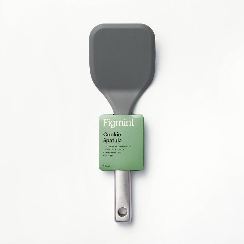slide 4 of 4, Stainless Steel with Silicone Cookie Spatula Dark Gray - Figmint™: Dishwasher-Safe Kitchen Utensil, Solid Turner, 1 ct