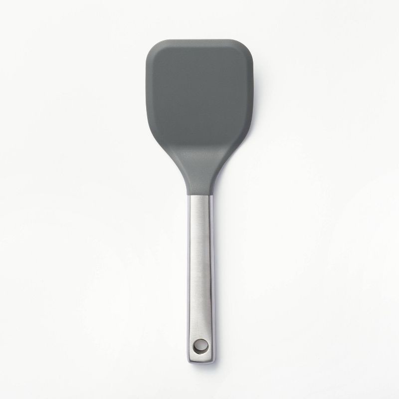 slide 1 of 4, Stainless Steel with Silicone Cookie Spatula Dark Gray - Figmint™: Dishwasher-Safe Kitchen Utensil, Solid Turner, 1 ct