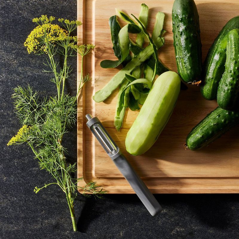 slide 2 of 3, Soft Grip Swivel Peeler Dark Gray - Figmint™: Non-Slip Grip, Polypropylene & Stainless Steel, Hand Wash, Dishwasher-Safe, 1 ct