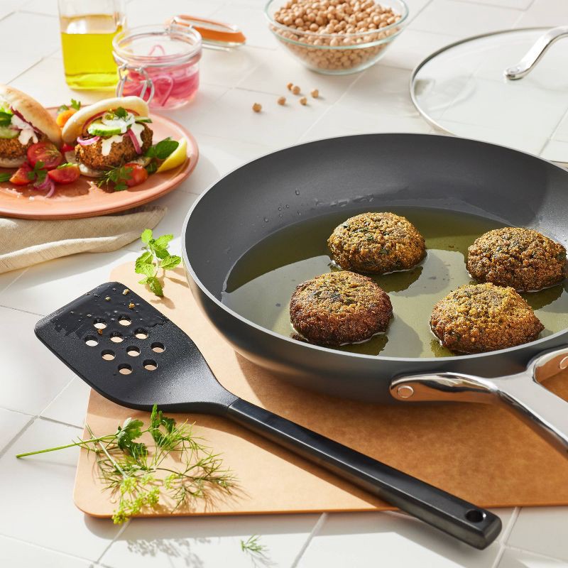 slide 2 of 3, Stainless Steel and Nylon Slotted Turner Matte Black - Figmint™: Dishwasher-Safe Cooking Spatula, 13.03" Length, 1 ct