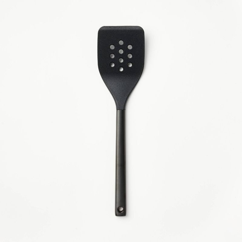 slide 1 of 3, Stainless Steel and Nylon Slotted Turner Matte Black - Figmint™: Dishwasher-Safe Cooking Spatula, 13.03" Length, 1 ct