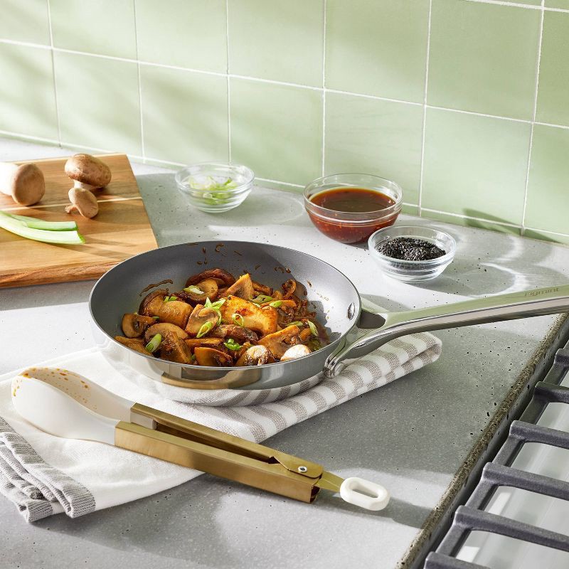 slide 2 of 3, 9" Stainless Steel Tongs with Silicone Champagne Light Gold - Figmint™: Kitchen Cooking & Salad Utensil, 1 ct