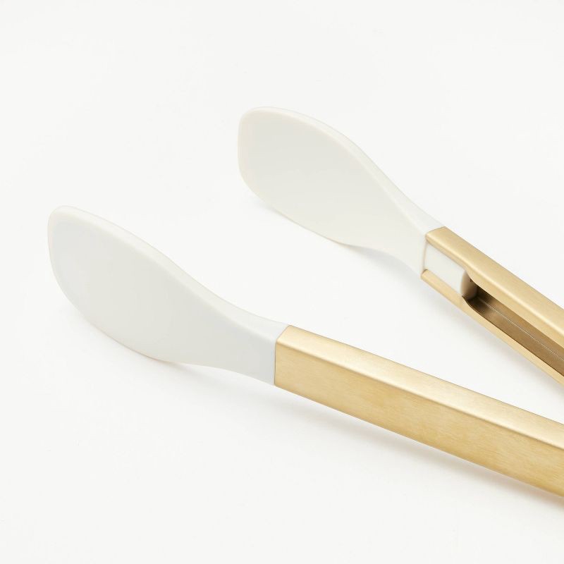 slide 3 of 3, 9" Stainless Steel Tongs with Silicone Champagne Light Gold - Figmint™: Kitchen Cooking & Salad Utensil, 1 ct