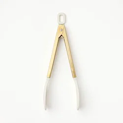 9" Stainless Steel Tongs with Silicone Champagne Light Gold - Figmint™: Kitchen Cooking & Salad Utensil