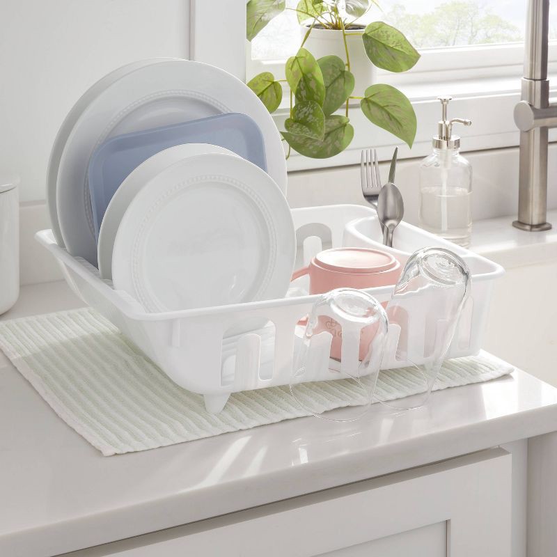 slide 2 of 3, Plastic Dish Drainer White - Brightroom™: Freestanding Polypropylene Dish Drying Rack, Hand Wash, 17.4" Depth, 1 ct