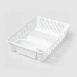 Plastic Dish Drainer White - Brightroom™: Freestanding Polypropylene Dish Drying Rack, Hand Wash, 17.4&quot; Depth
