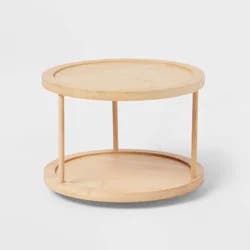 2-Tier Bamboo Lazy Susan Turntable Yellow - Brightroom™: Kitchen Storage Organizer, Spice Organization, 10"x10"x7"