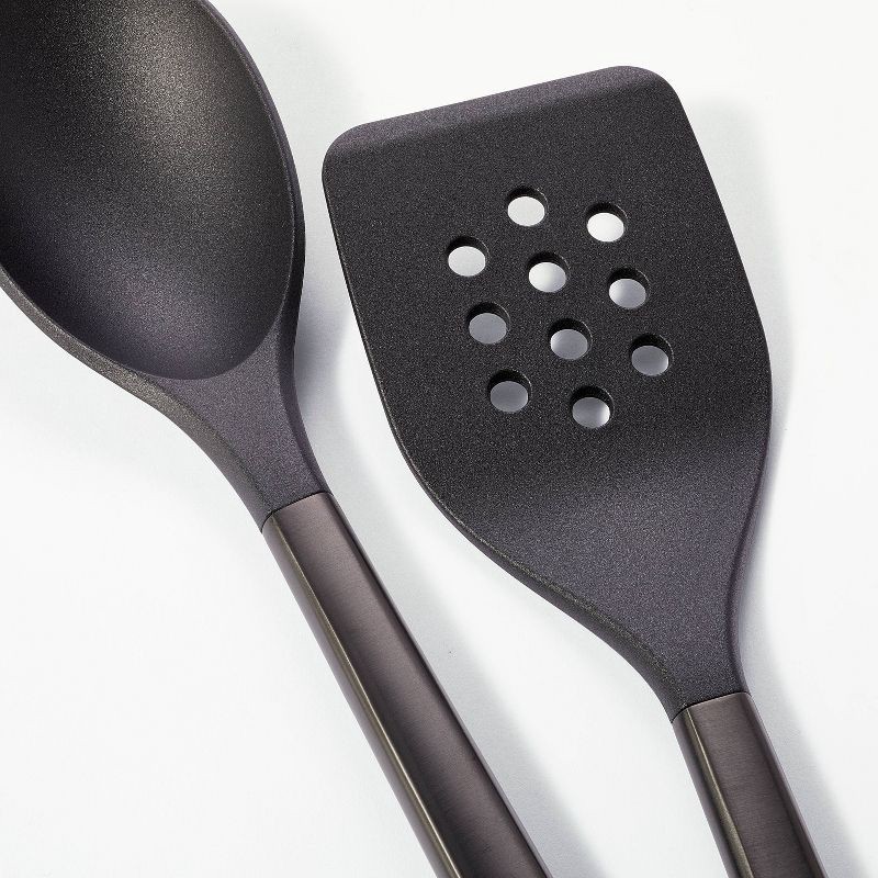 slide 3 of 4, 4pc Stainless Steel/Nylon Kitchen Utensil Set Black - Figmint™: Silicone Cooking Tools, Dishwasher-Safe Spatula & Spoon, 4 ct