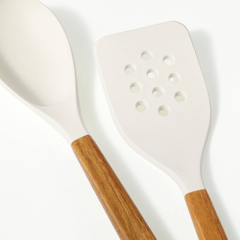 slide 3 of 4, 10pc Wood/Nylon Kitchen Utensil Set Brown - Figmint™, 10 ct