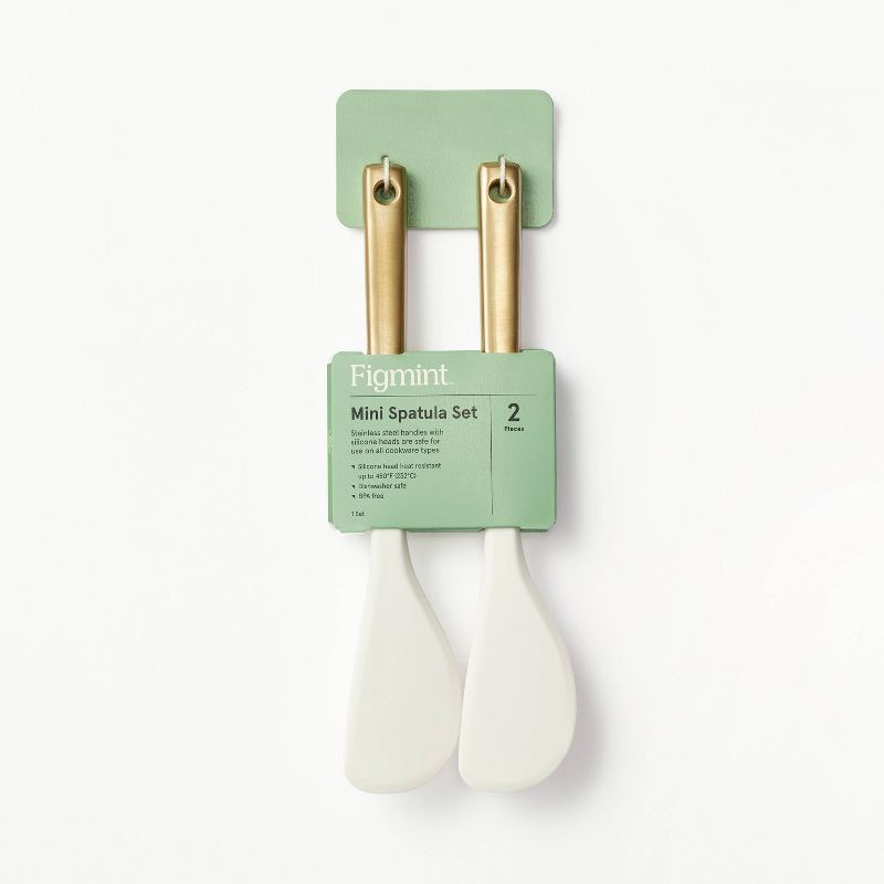 slide 4 of 5, 2pk Champagne/Silicone Mini Spatula Set Cream - Figmint™: Dishwasher-Safe, Flexible Kitchen Utensils, 2 ct