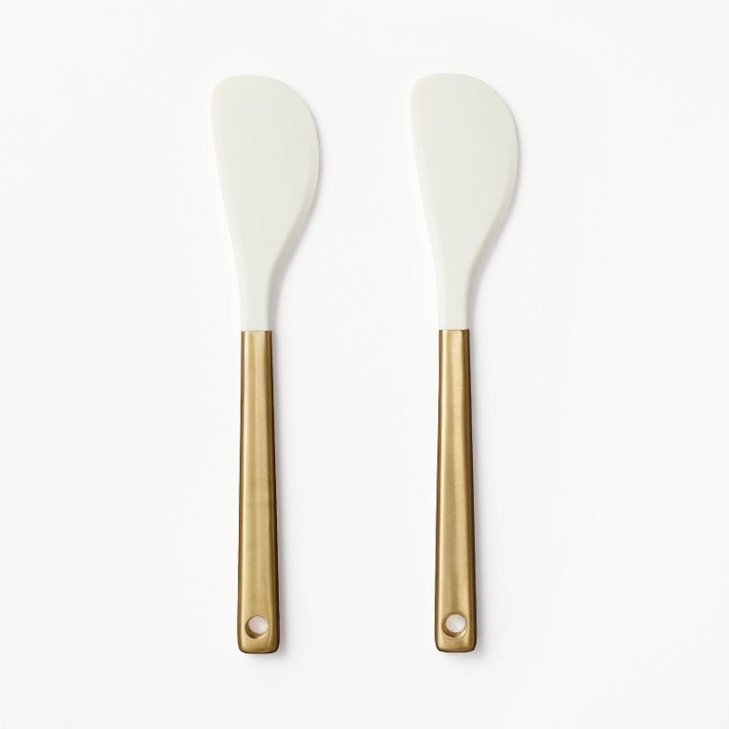 slide 1 of 5, 2pk Champagne/Silicone Mini Spatula Set Cream - Figmint™: Dishwasher-Safe, Flexible Kitchen Utensils, 2 ct