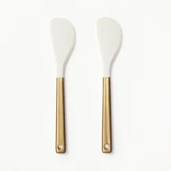 2pk Champagne/Silicone Mini Spatula Set Cream - Figmint™: Dishwasher-Safe, Flexible Kitchen Utensils