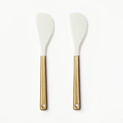 2pk Champagne/Silicone Mini Spatula Set Cream - Figmint™: Dishwasher-Safe, Flexible Kitchen Utensils