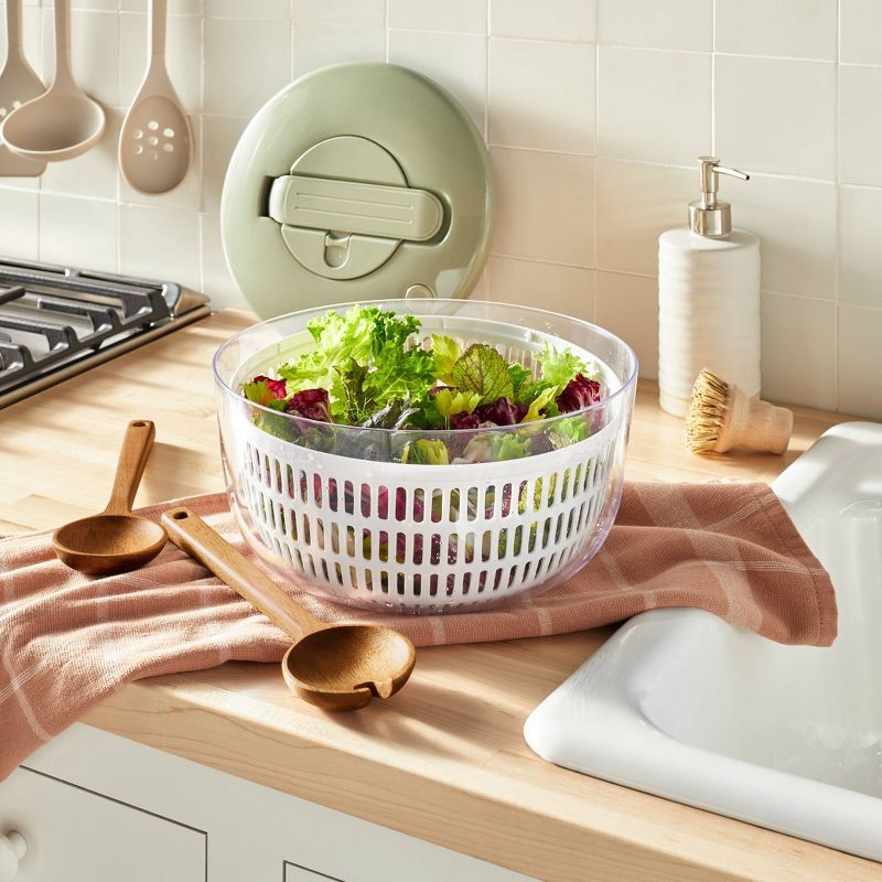 slide 2 of 4, 2pk Wood Salad Serving Spoon Set Brown - Figmint™: Acacia Salad Tongs, Kitchen Utensils, Hand Wash, 2 ct