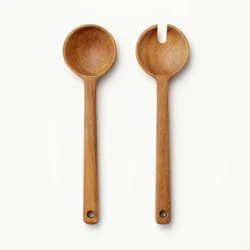 2pk Wood Salad Serving Spoon Set Brown - Figmint™: Acacia Salad Tongs, Kitchen Utensils, Hand Wash